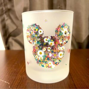 Disney Mickey Mouse Head Icon Frosted Glass Flowers Daisy Daisies Spring 4.25”